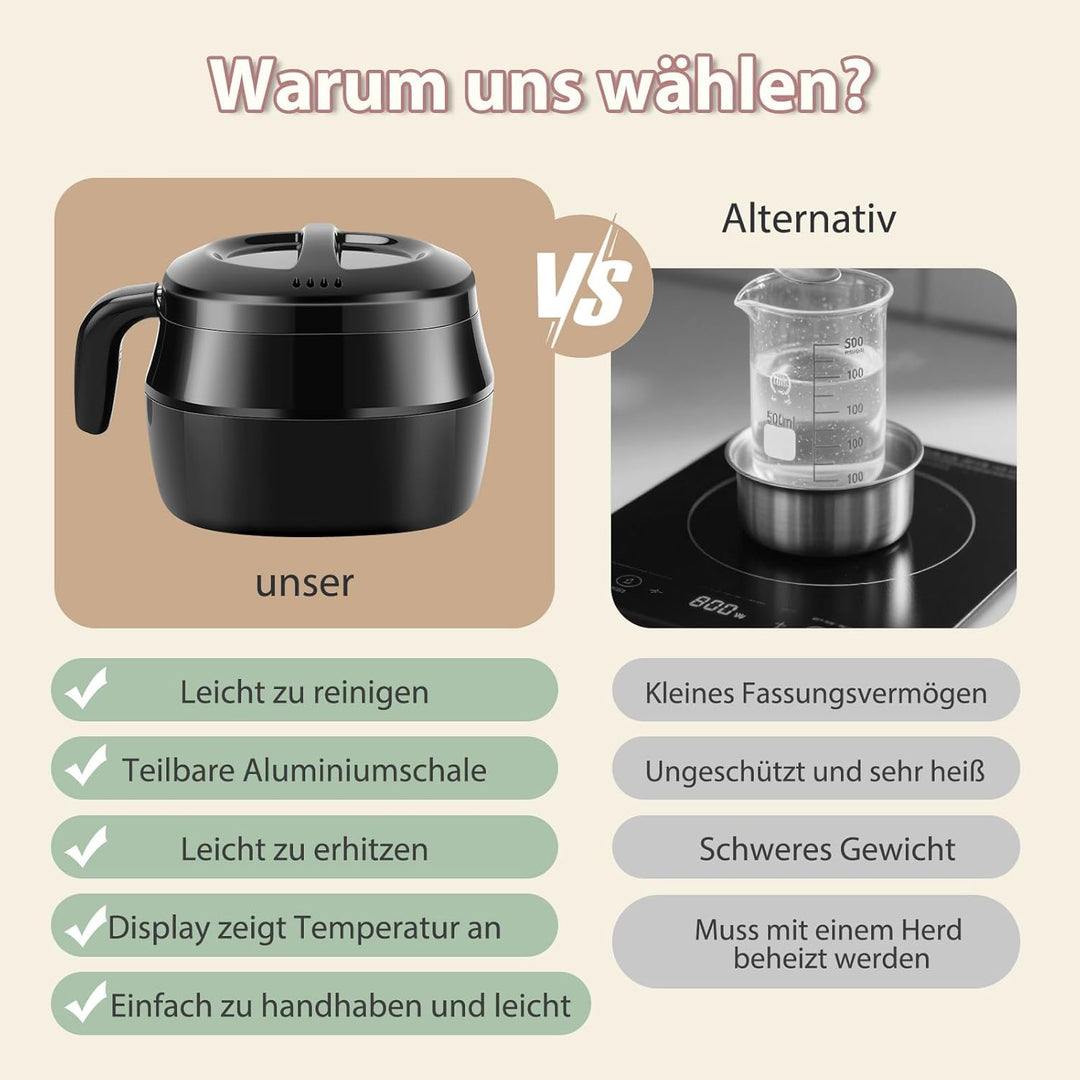 Elektrischer Wachsschmelzer, mit Ausgiessvorrichtung 1 L Wachsschmelzofen - 100x Dochte, Zentriervor