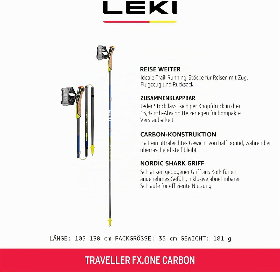 LEKI Nordic Walking Stöcke Traveller FX.One Carbon 105, 105