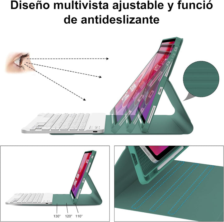 WINCHKING Tastatur Hülle fürad Pr 2024, Bluetooth Tastatur QWERTZ Layout, Abnehmbare Magnetische Tas