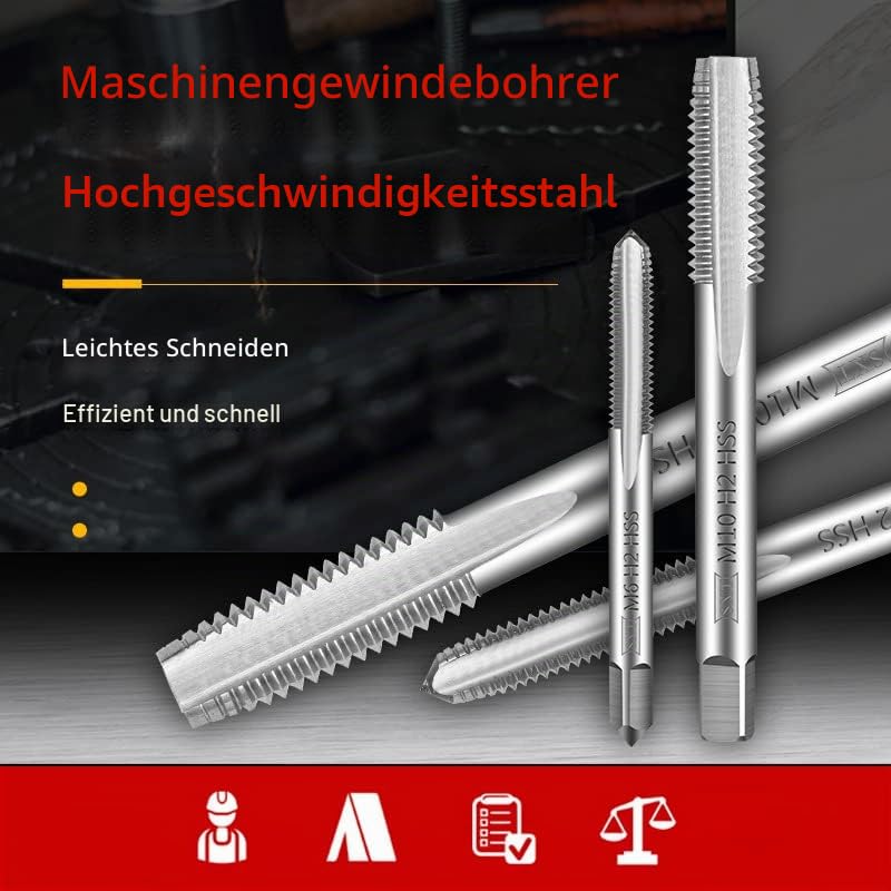 10St. Maschinengewindebohrer, M2 Schnellstahl Gewindebohrer, Metrischer Gewindebohrer mit Aufbewahru
