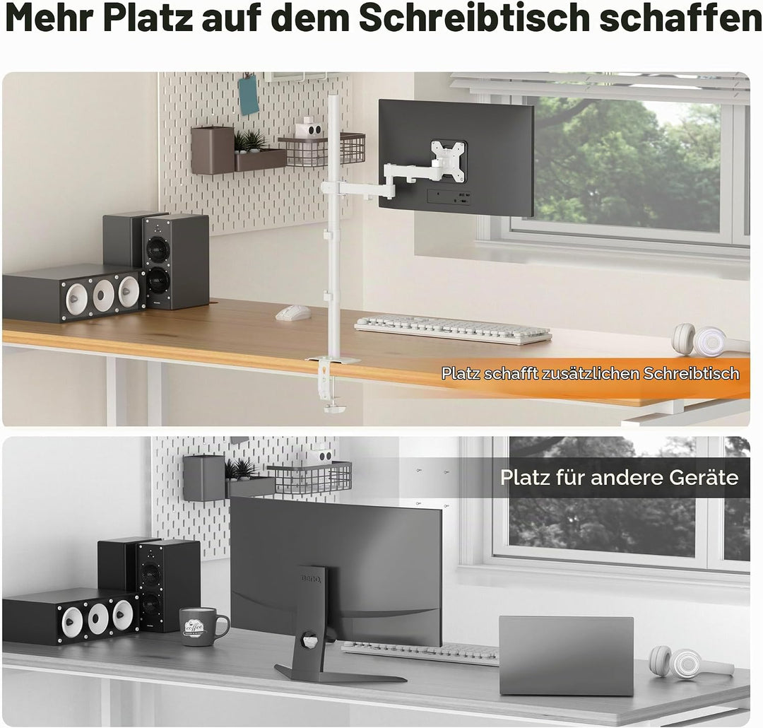 Bracwiser einzelnen Voll einstellbare Stehhöhe Monitorarm Standhalterung 800 mm hoch für Monitor Com