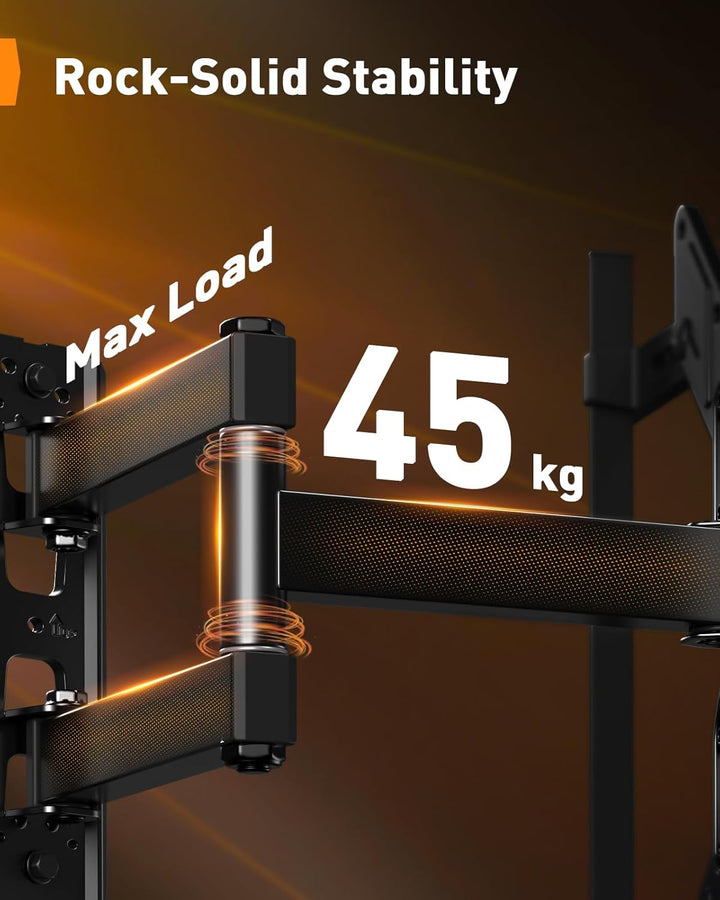 Perlegear Voll-bewegliche TV Wandhalterung mit LED-Lichtern für 25″-65″ TV 45kg, TV Halterung mit Ne