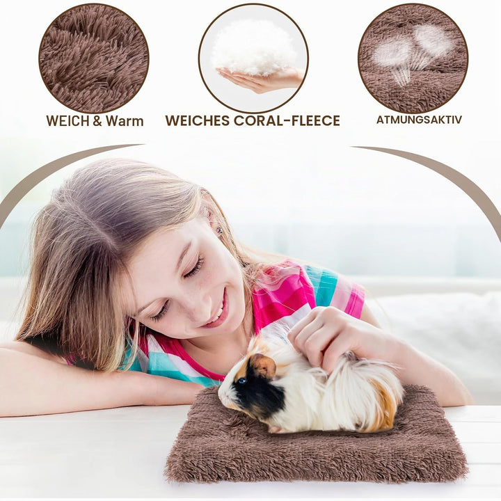 MICOOYO Kleintier-Bettmatte – Flauschiges Fleece-Kaninchenbett, Haustierunterlage für Kaninchen, Mee
