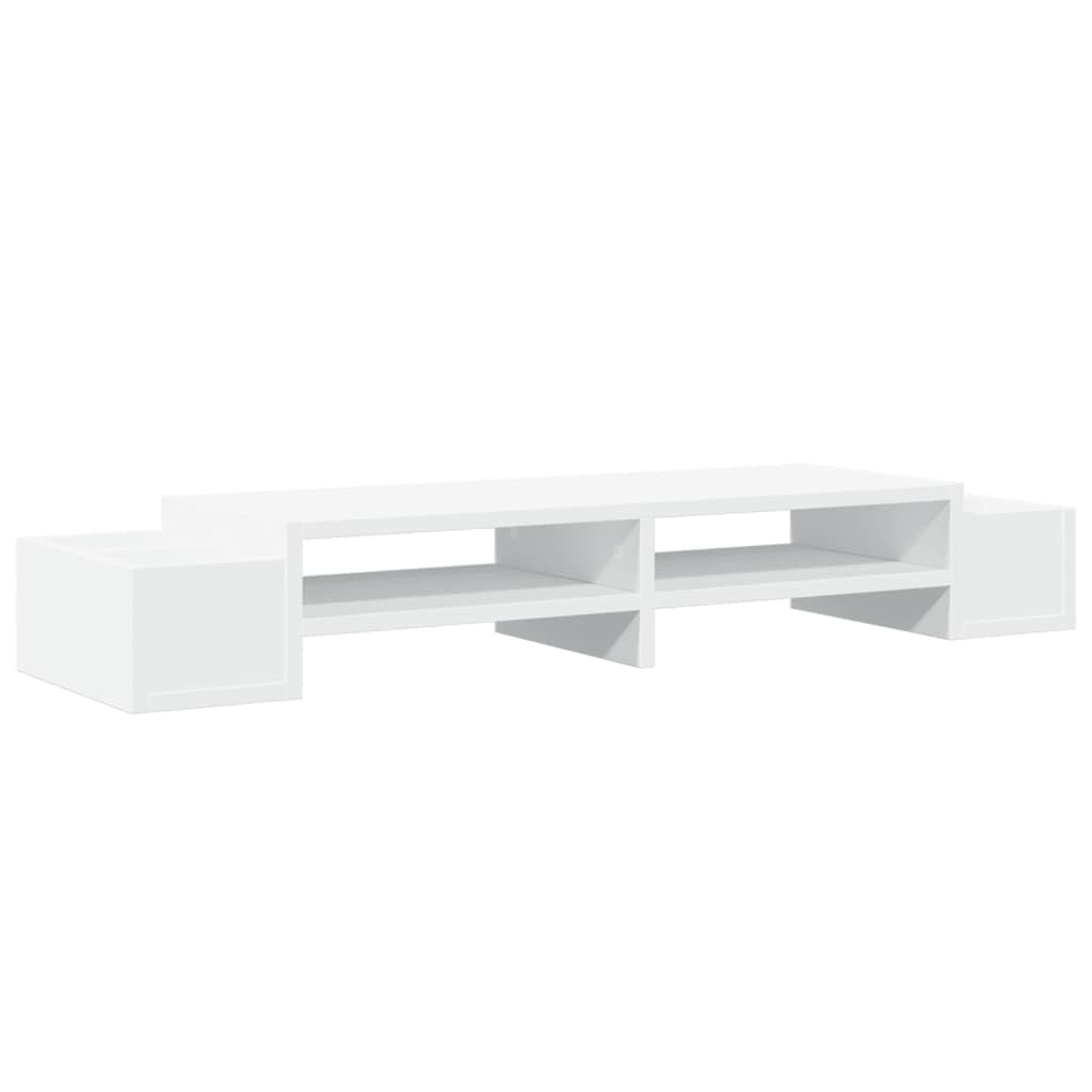 vidaXL Monitorständer mit Stauraum Weiss 100x27x15 cm Holzwerkstoff 100 x 27 x 15 cm Weiss, 100 x 27