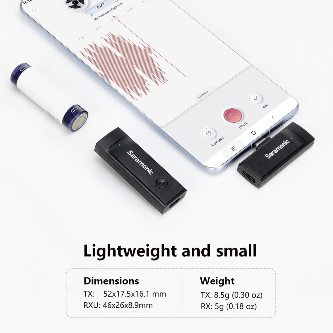 Saramonic Blink GO U1 Wireless Lapel Microphones, 2.4GHz USB C Wireless Lavalier Microphone for Andr