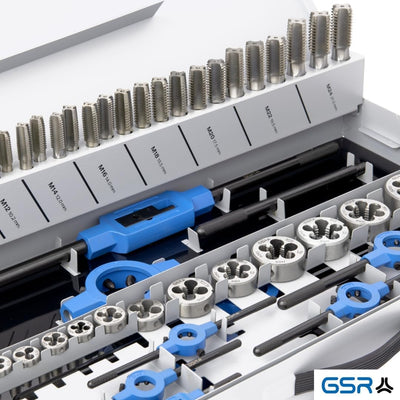 GSR PROFI Gewindeschneidsatz M3-M24, 64-teilig, HSSG Bohrer Set, Mit Vor- Mittel- & Fertigschneider,