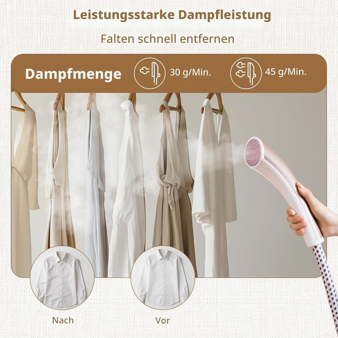 Dampfglätter Vertikaler Steamer, 2-in-1 Stand Dampfglätter mit Bügelbrett, 2000W Dampfbügelstation &amp;