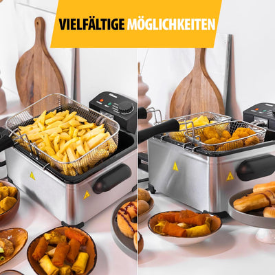 Tristar FR-6949 Friteuse - 1 grosser und 2 kleine Körbe - 5 L Volumen, Silver