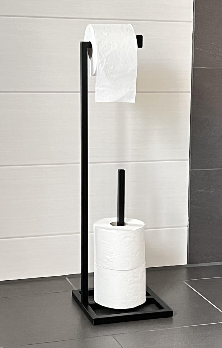 DanDiBo Toilettenpapierhalter Stehend Schwarz Metall 96459 Gäste WC Ständer Klopapierhalter Ersatzro
