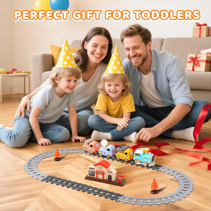 Zug Set Spielzeug für Kinder mit Dampf, Licht, Musik &amp; DIY Schienen,Grün | Spielzeugeisenbahn Set Zu