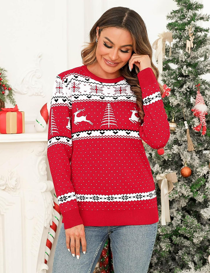 Totatuit Weihnachtspullover Damen Hässliche Christmas Sweater Feinstrick Strickpullover Xmas Sweater