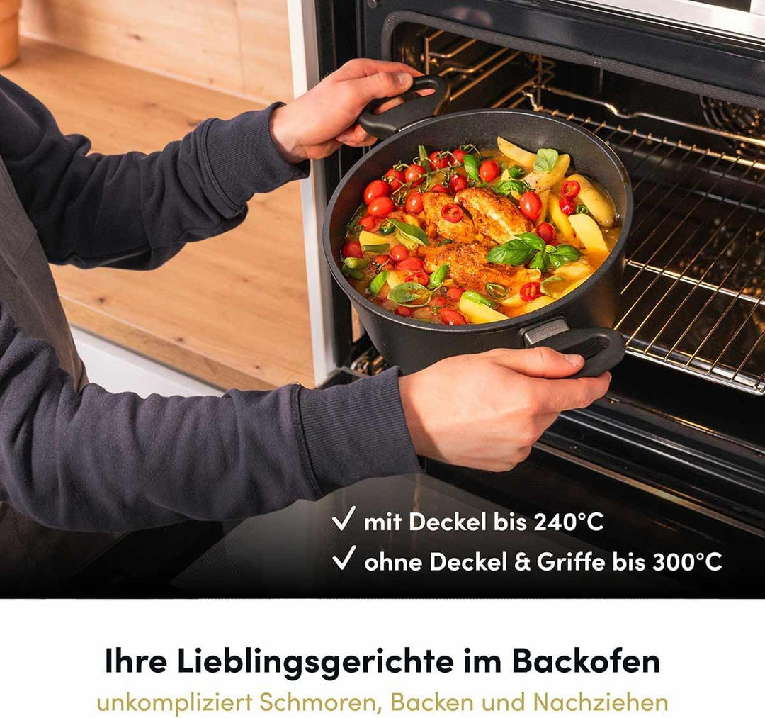 Hoffmann STONIQ Kochtopf Set, Antihaftbeschichtet, PTFE und PFAS-frei, Induktionsgeeignet, Backofenf
