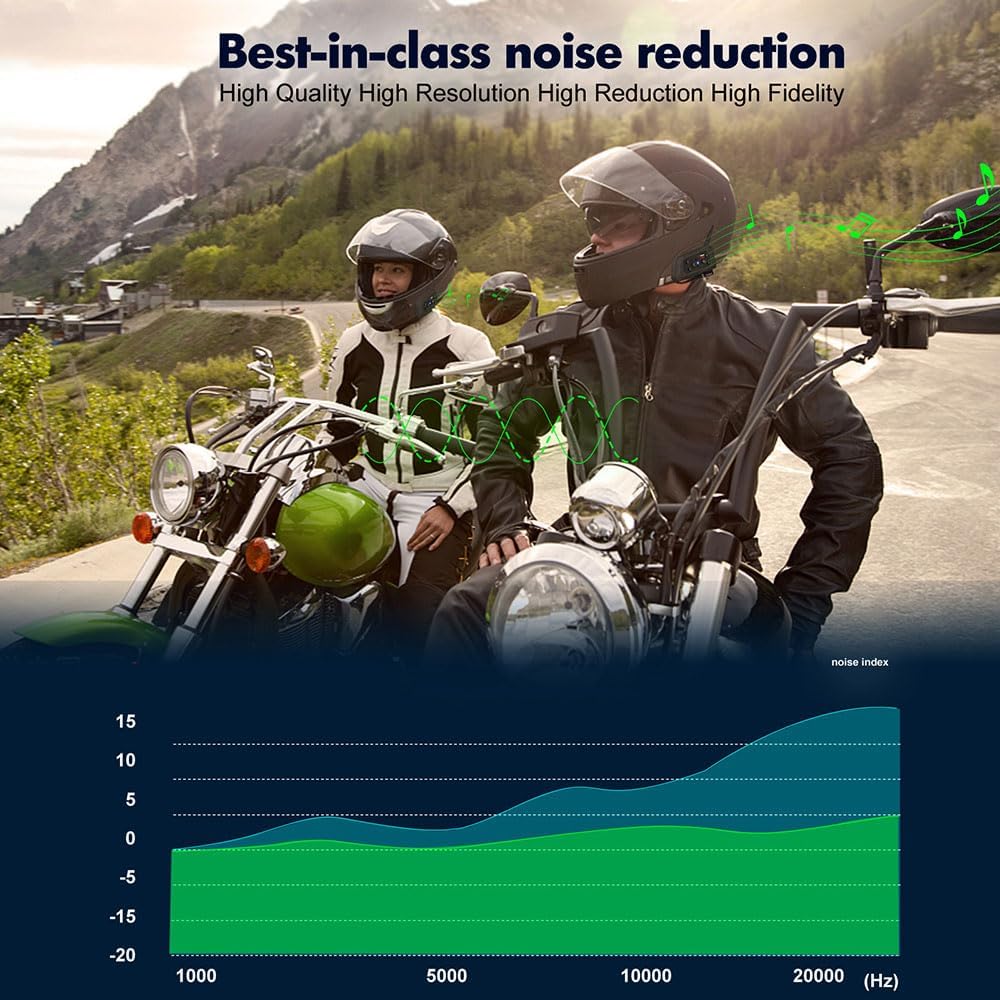 QSPORTPEAK V6 Plus Motorrad Intercom Bluetooth Headsets, 1200M bis zu 6 Reiters Motorradhelm Interph
