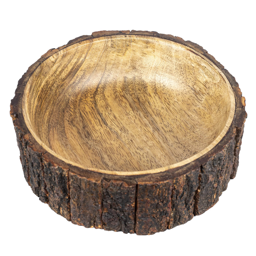 GoCraft Dekorative Schale aus Mangoholz mit Baumrinde, mittelgross, 19,1 cm Durchmesser x 7 cm Höhe,