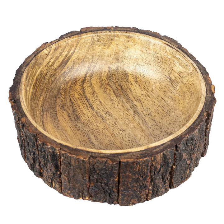 GoCraft Dekorative Schale aus Mangoholz mit Baumrinde, mittelgross, 19,1 cm Durchmesser x 7 cm Höhe,