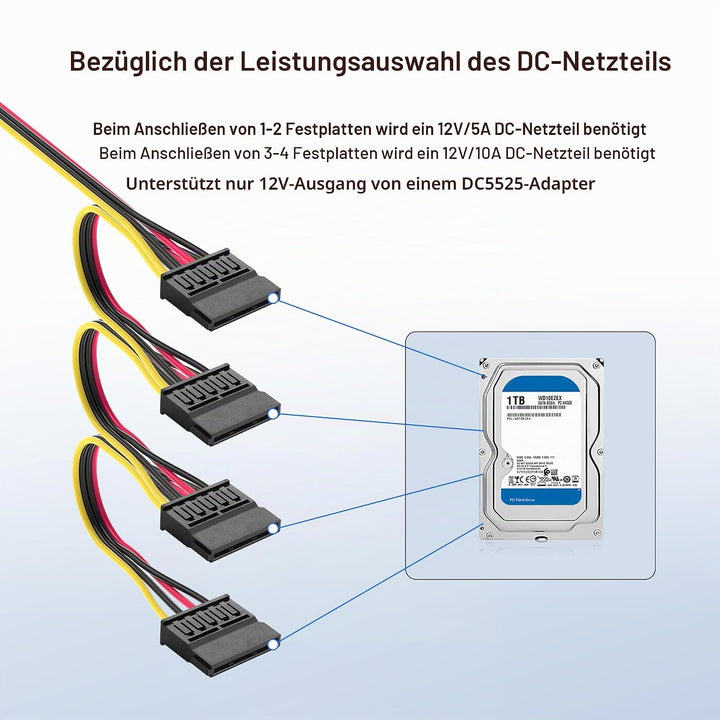 SinLoon DC5525 auf SATA-IDE-Festplatten-Netzteilkabel, DC 5,5 x 2,5 mm Buchse auf SATA-Buchse, Verlä
