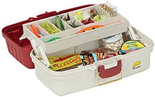 Plano Angelbox mit 1 Ablage mit doppeltem Zugang oben, Rot Metallic/Off White, Premium Tackle Storag