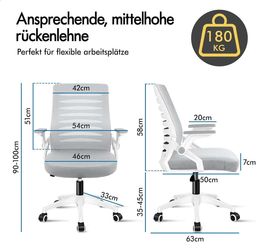 ALFORDSON Schreibtischstuhl, Hochwertiger Schaumstoff Sitz, Starke PP & Metall Konstruktion, S-Kurve