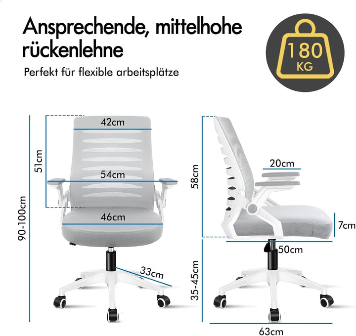 ALFORDSON Schreibtischstuhl, Hochwertiger Schaumstoff Sitz, Starke PP & Metall Konstruktion, S-Kurve