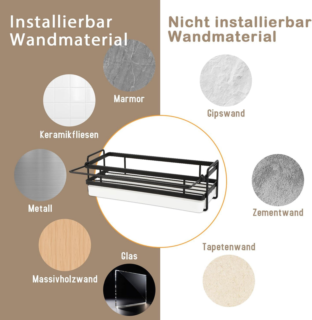 Spülbecken Organizer Küchen Organizer mit Spültuchhalter- Hängend, Schwarz Kohlenstoffstahl für Spül