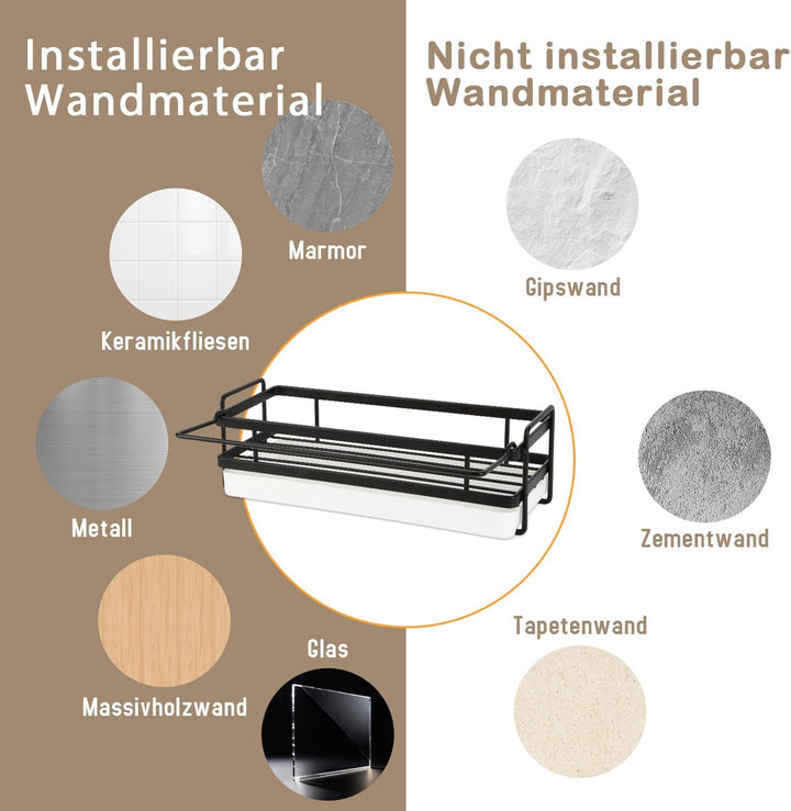 Spülbecken Organizer Küchen Organizer mit Spültuchhalter- Hängend, Schwarz Kohlenstoffstahl für Spül