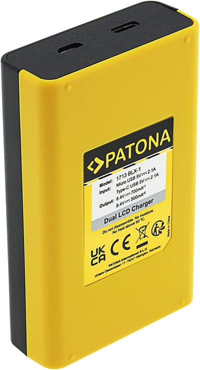 PATONA V1 Protect Akku BLX-1 (2250mAh) inkl. NTC-Sensor und V1 Gehäuse - mit USB LCD Ladegerät (1713