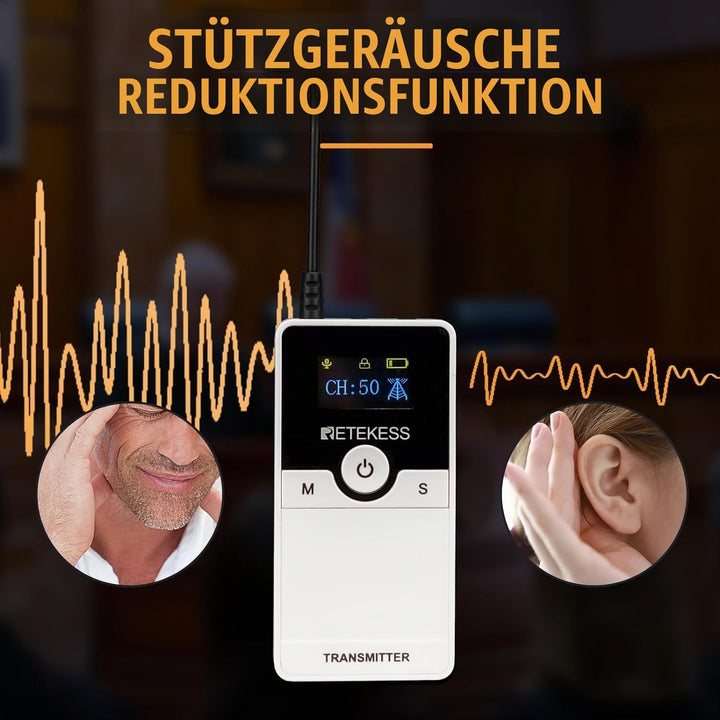 Retekess TT116 Kabelloses Tour Guide System, Tour Guide Set mit Headset, 200m, Rauschunterdrückung,