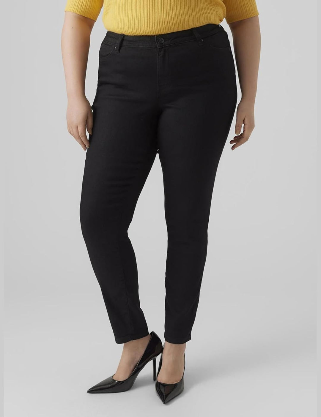 VERO MODA CURVE Damen Vmrudy Slim Blk Jegging Curve Noos Jeans, 52W / 32L