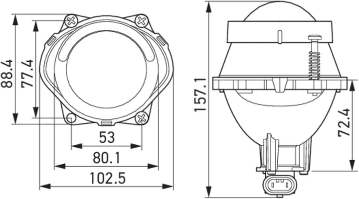 HELLA - Halogen/DE-Hauptscheinwerfer - Modul 60 - 12/24V - rund - Einbau - Stecker: Flachstecker - r