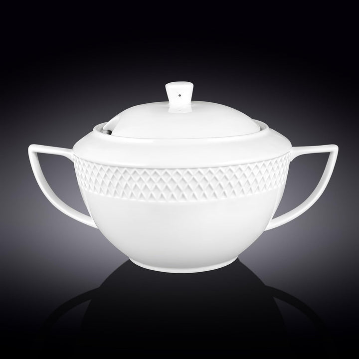 Wilmax - Suppenterrine mit Deckel - 2800ml - Vase aus Porzellan - weiss - Hitzebeständige Terrine -