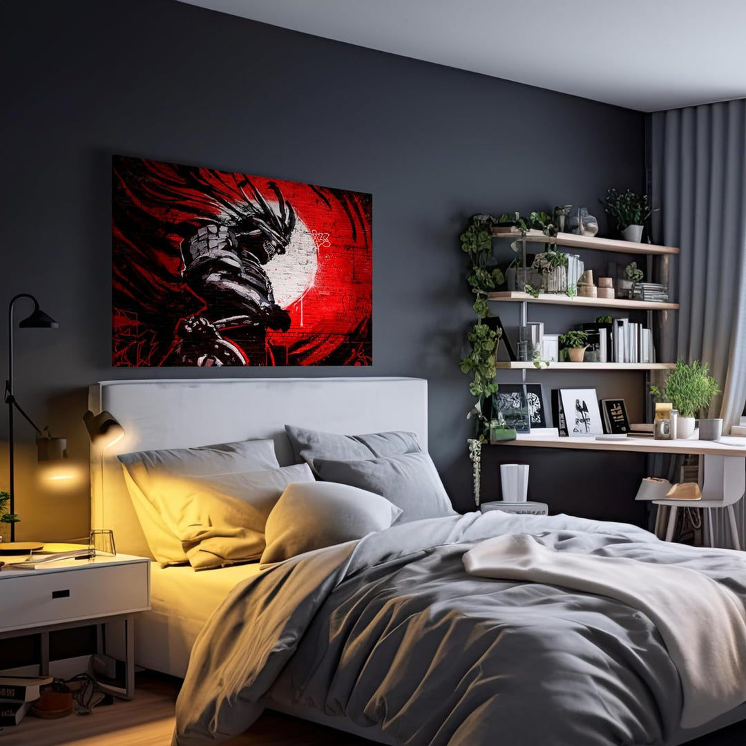 wandmotiv24 Leinwandbild Kämpfer und Krieger, 60x45cm, Querformat, Samurai, Deko, Bilder auf Leinwan