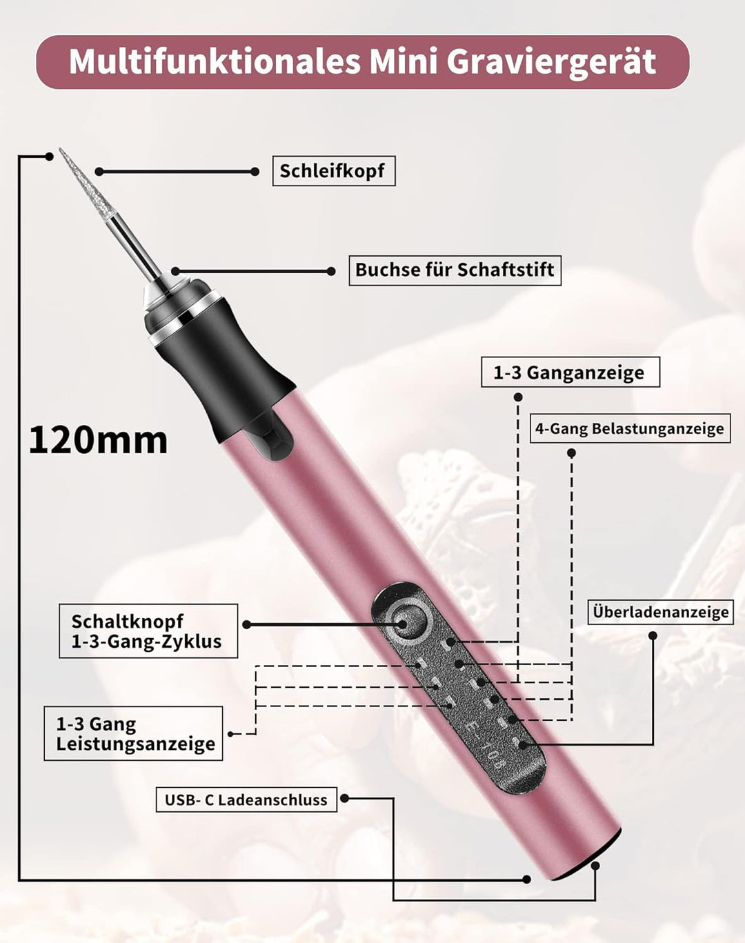 Elektrische Gravierstift Multifunktionaler Gravierwerkzeugsatz, ZITFRI Mini Graviergerät mit Gravurz