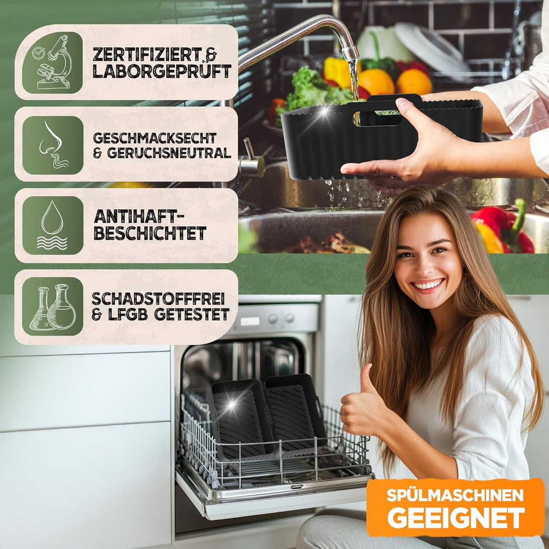 XL Dual PRO Ninja Heissluftfritteuse Zubehör Set mit Backpapier & E-BOOK, Airfryer für Foodi AF300EU