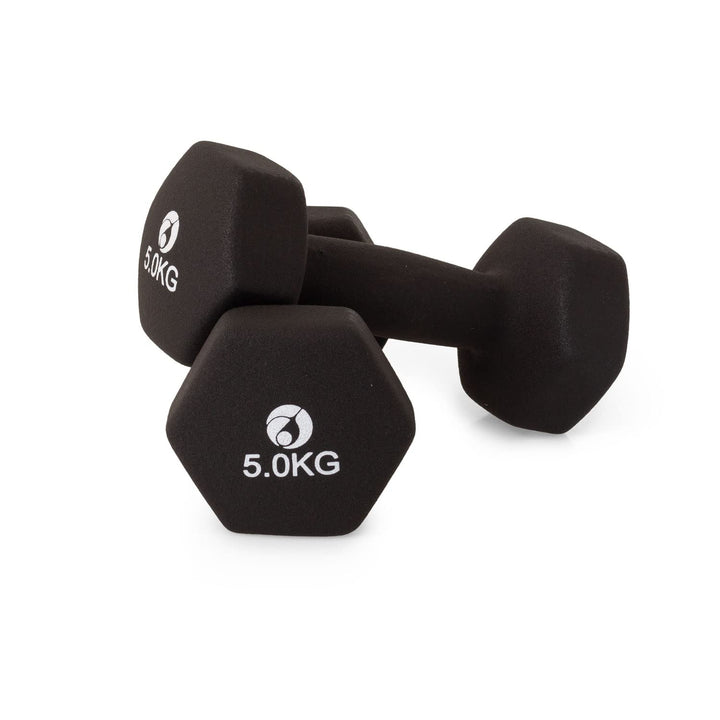 AFH Webshop Gymnastikhanteln | Hanteln | NEOPRENE | Kurzhanteln | Paar | 2 x 5,00 kg | schwarz