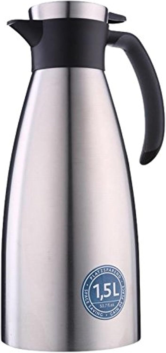 Emsa 514499 Isolierkanne |1,5 Liter | Quick Tip Verschluss, Soft Grip | Edelstahl | schwarz &amp; 514549