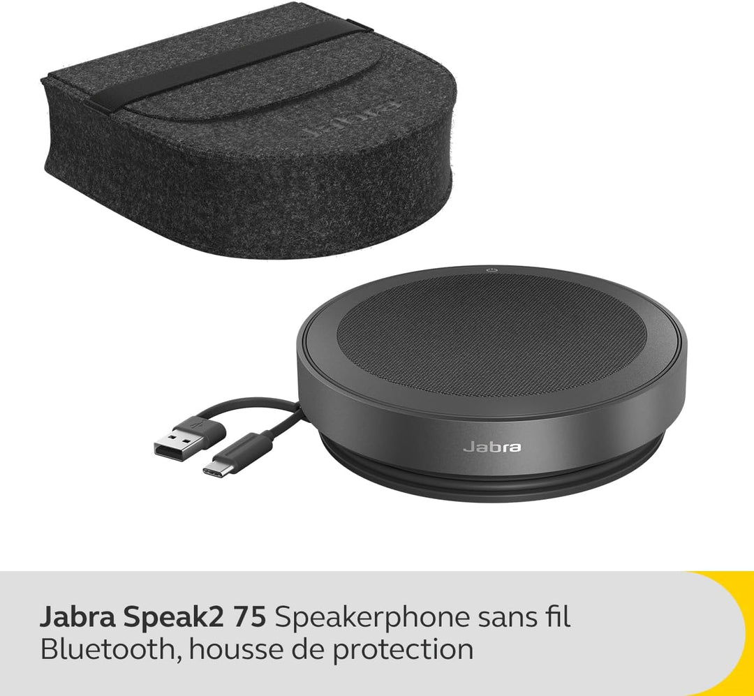 Jabra Speak2 75 schnurlose Bluetooth-Freisprechlösung, 4 Mikrofone mit Geräuschunterdrückung, 65 mm
