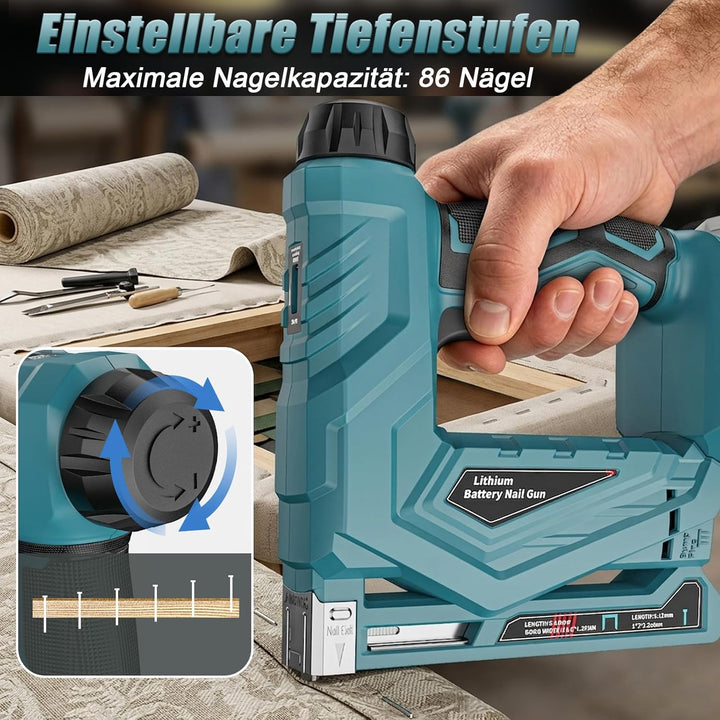 YEARTOP 2-IN-1 Akku Tacker, Elektrotacker für Bastelarbeiten/DIY/Polster | Kompatibel mit Makita 18V