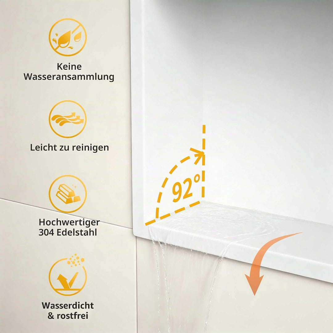 Wandnische Dusche Edelstahl mit RGB LED, Wandnische Bad Nische Duschnische Befliesbar mit Fernsteuer