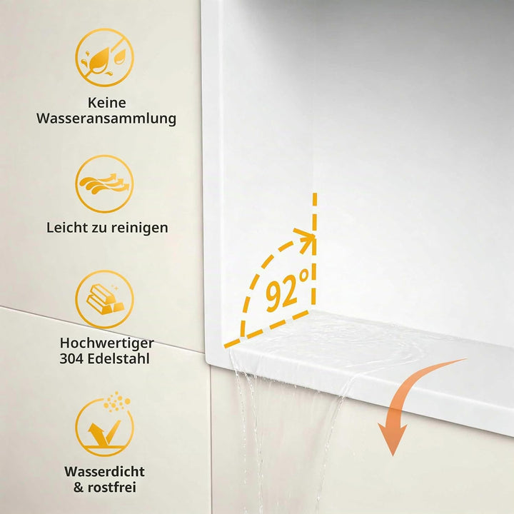 Wandnische Dusche Edelstahl mit RGB LED, Wandnische Bad Nische Duschnische Befliesbar mit Fernsteuer