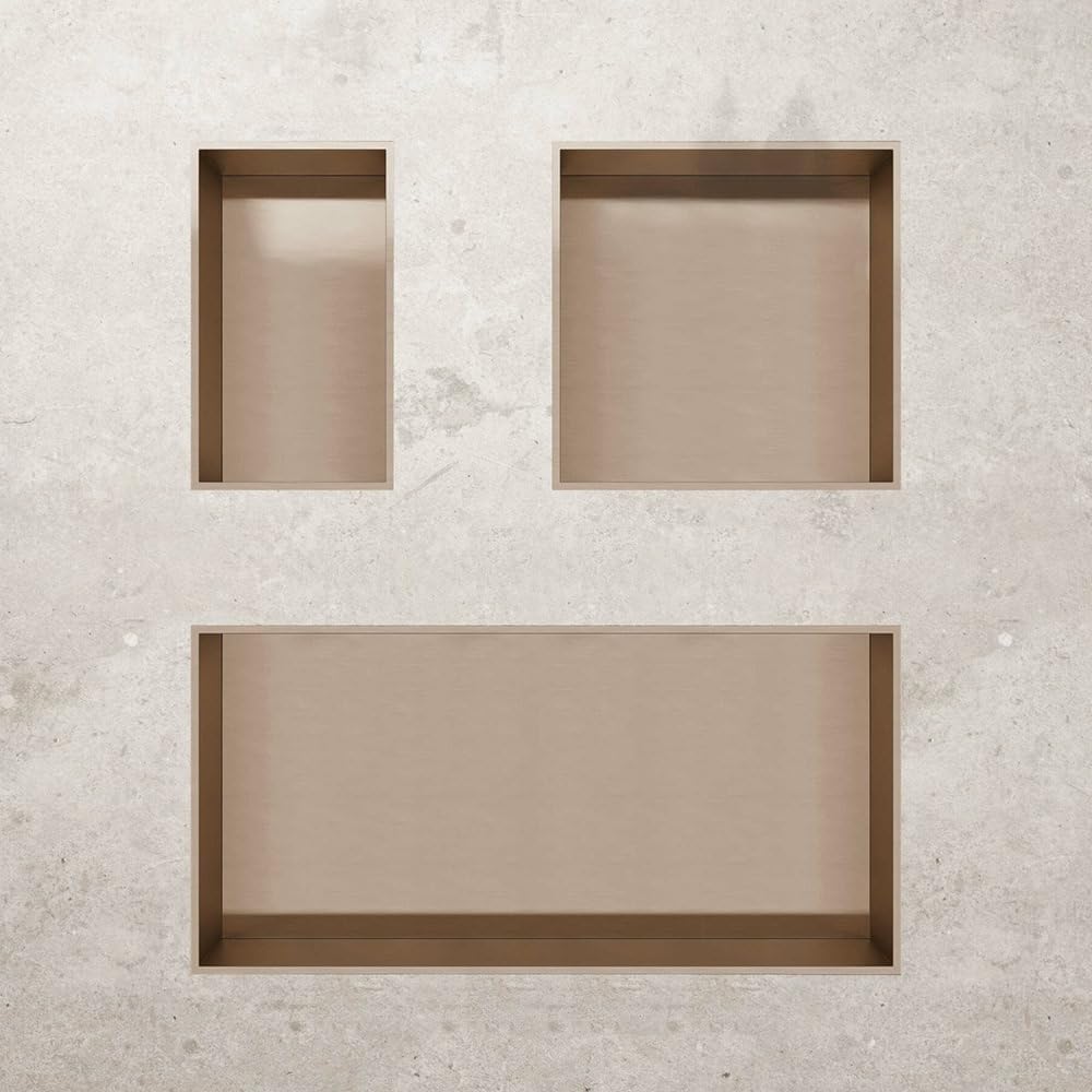 ALONI Wandnische Edelstahl Kupfer gebürstet rostfrei 30,5x30,5x10 cm - Einbau-Duschnische Badezimmer