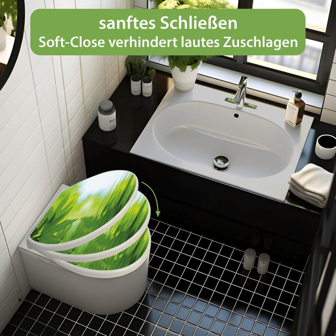 banjado Toilettendeckel mit Absenkautomatik 44,5x37cm - Soft Close Toilettensitz - WC Sitz mit Absen