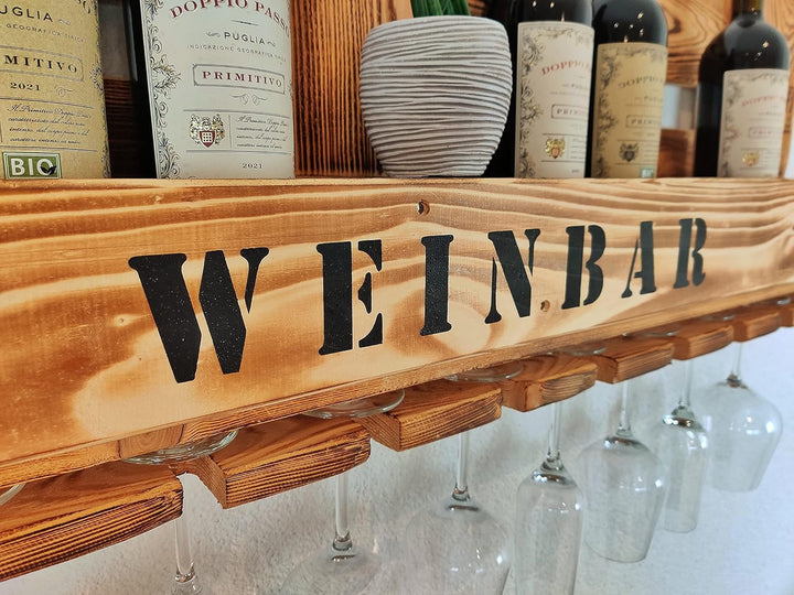 Weinregal Palette beflammt vintage für 10 Weingläser incl. Aufhängung Schrauben &
