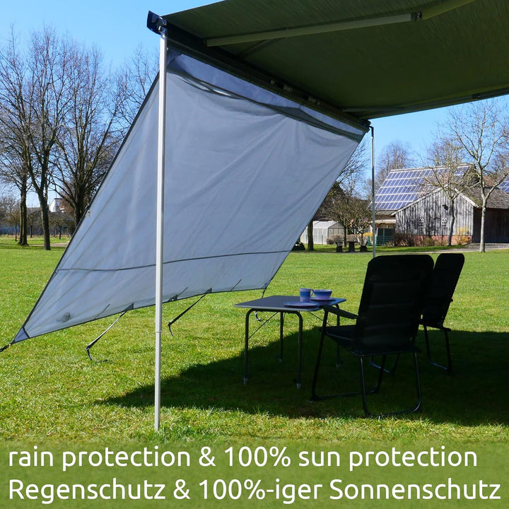 yourGEAR Sun + Rain Blocker 3,7 x 2 m - Vorderwand für Markise schützt vor Sonne, Wind und Regen