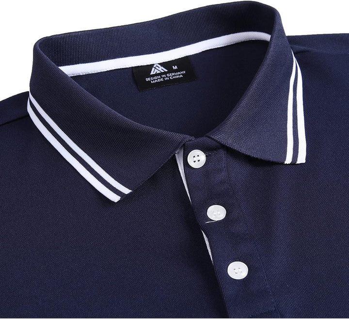 geeksport Poloshirts Herren Kurzarm Tennis Slim Fit Golf Polo Shirt Männer Sport Schnelltrocknend At
