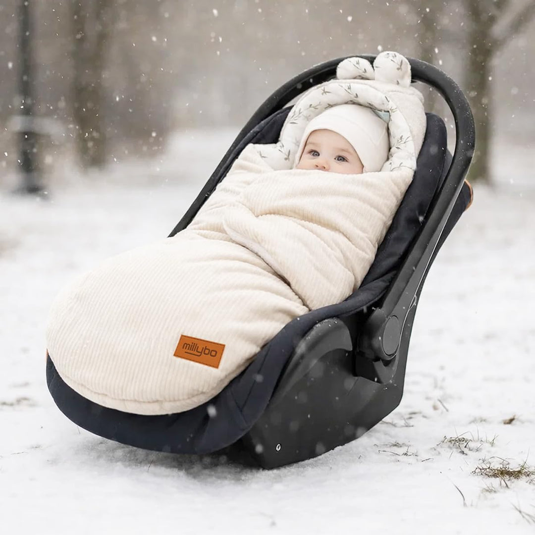 Baby Fusssack Einschlagdecke für Babyschale und Kinderwagen (Beige)