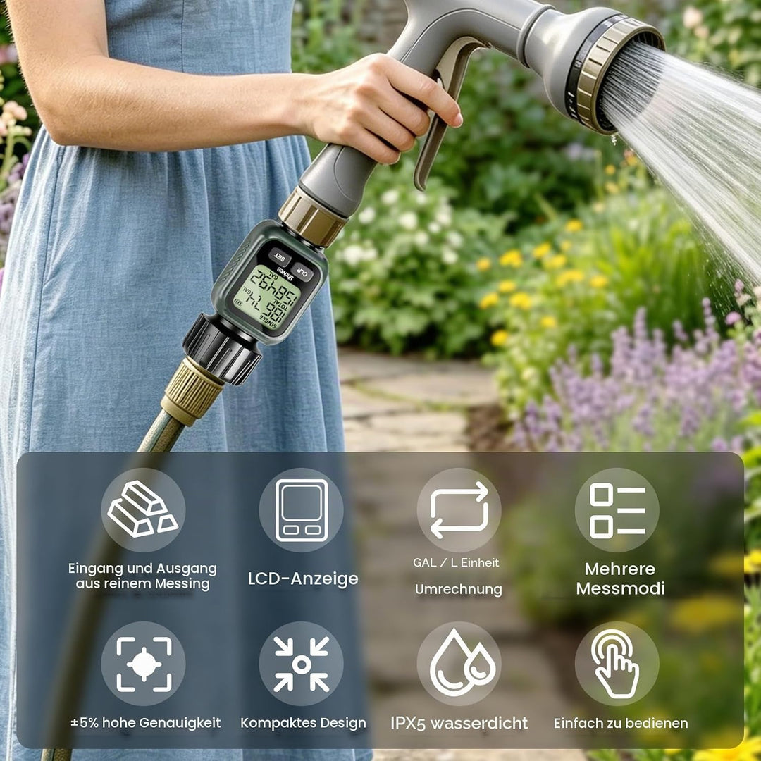 Wasserdurchflussmesser mit LCD-Display, Einzeln- und Gesamtmessung in GAL/min