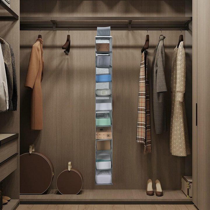 Hängeregal Stoff mit 10 Fächer, Zusammenklappbar Hängeaufbewahrun, Kleiderschrank Organizer, Ordnung