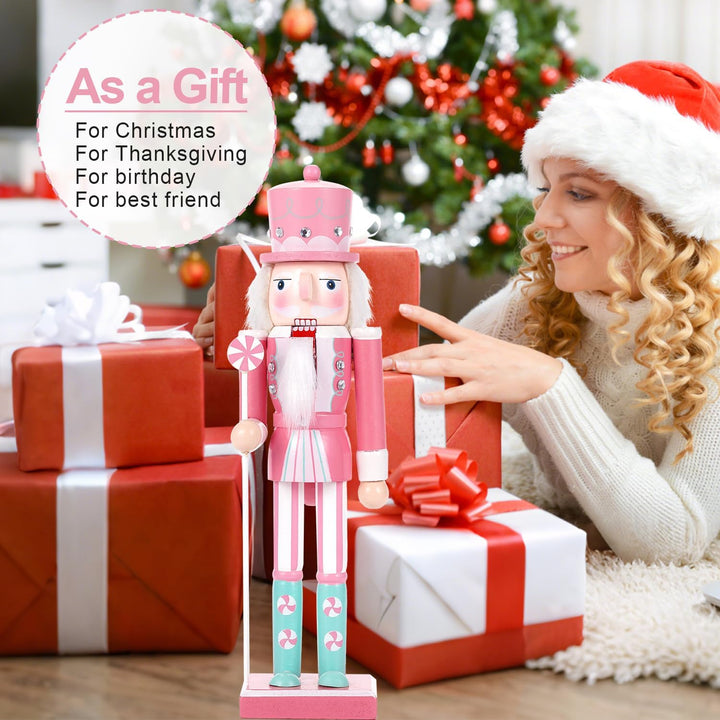 Nussknacker Figur,30CM Nussknacker Weihnachten Dekorationen,Massivholz Handwerk Deko Geschenkstücke,