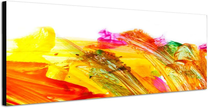 Paul Sinus Art Panoramabild auf Leinwand und Keilrahmen 120x40cm Malerei abstrakt rot orange gelb