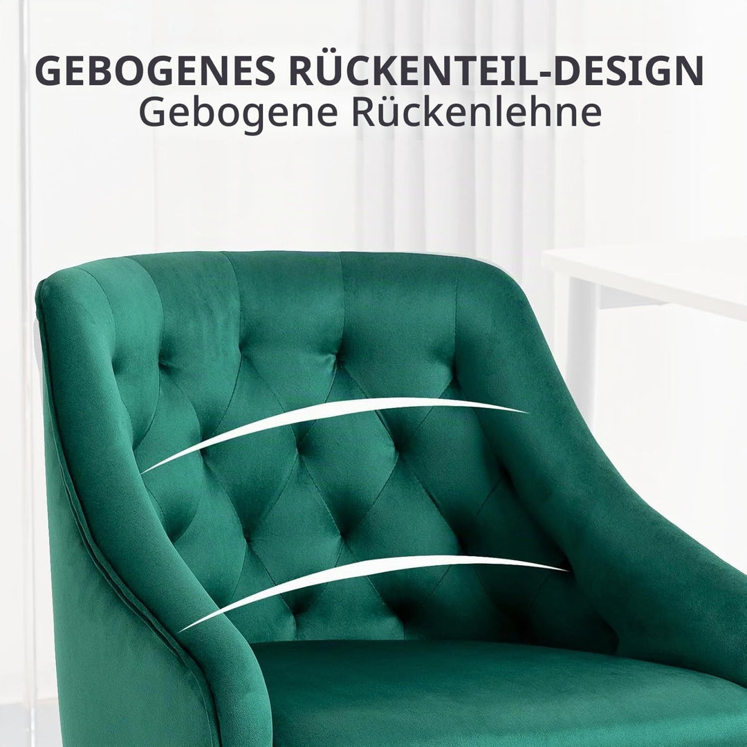 WOEOA Bürostuhl aus Samt, ergonomischer Drehstuhl mit Rollen, höhenverstellbarer Schreibtischstuhl,